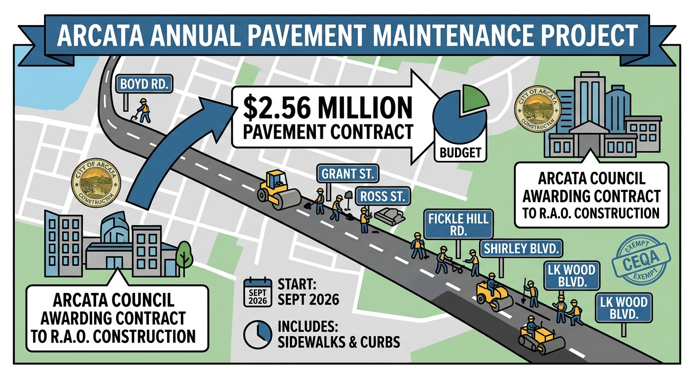 Arcata council poised to award $2.56 million pavement maintenance contract