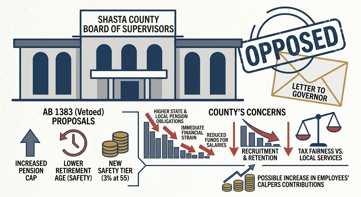 Shasta County supervisors oppose vetoed public-pension bill