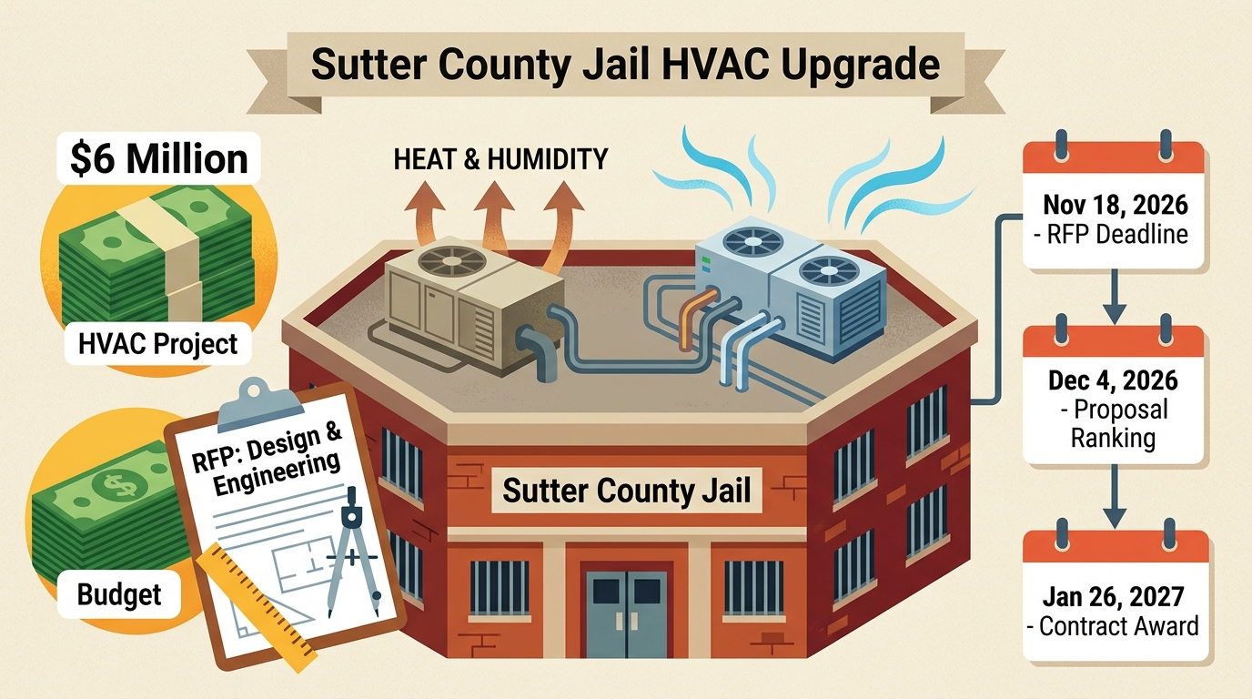 Sutter County board agenda advances design procurement for $6 million Medium Jail HVAC project