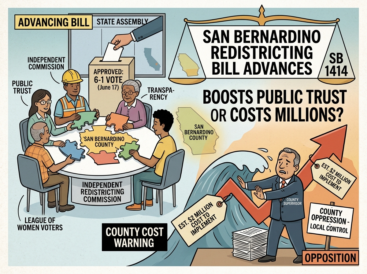 San Bernardino redistricting bill advances despite county cost warning
