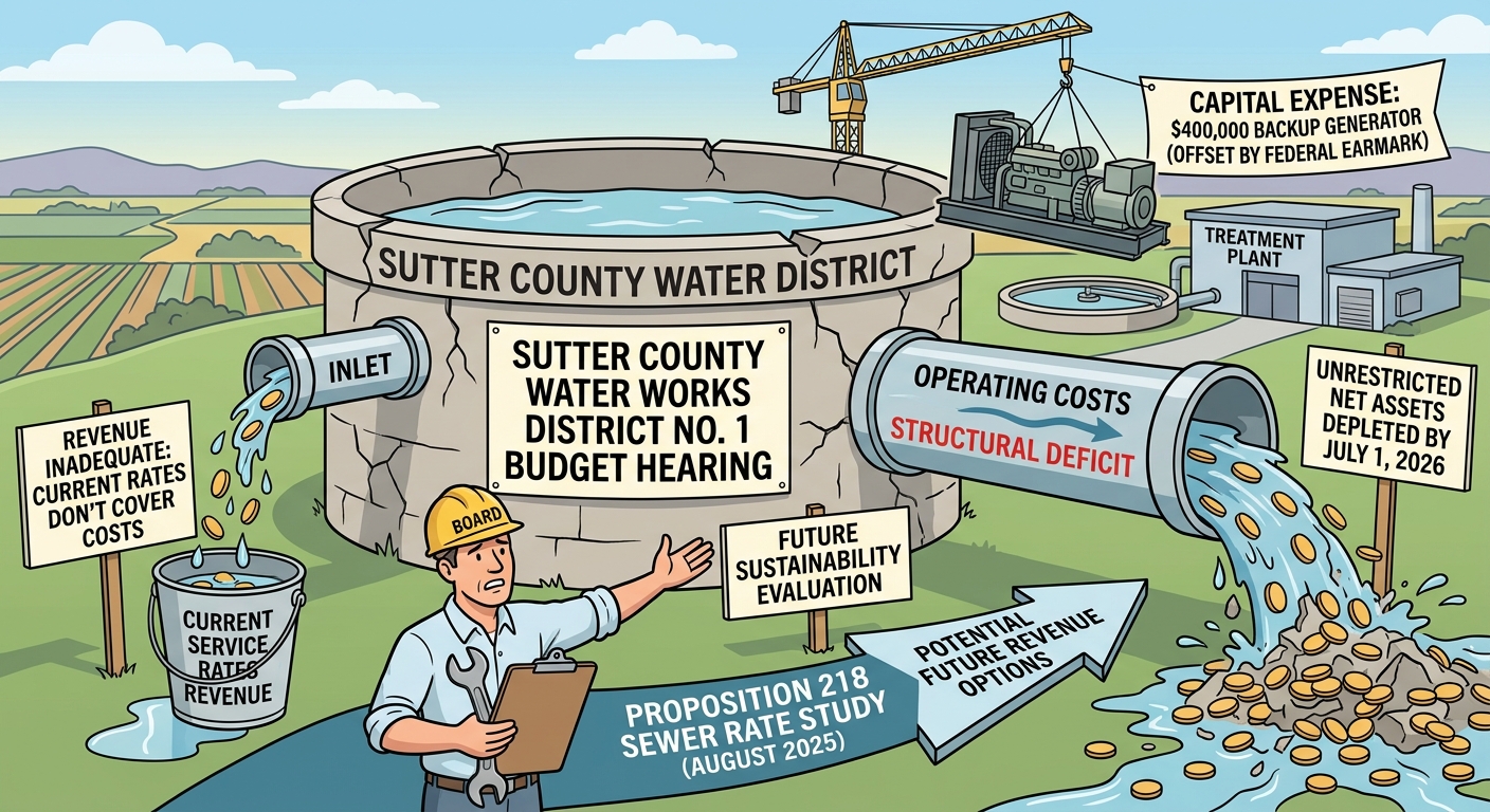 Sutter County water district budget shows $594,985 plan amid structural deficit