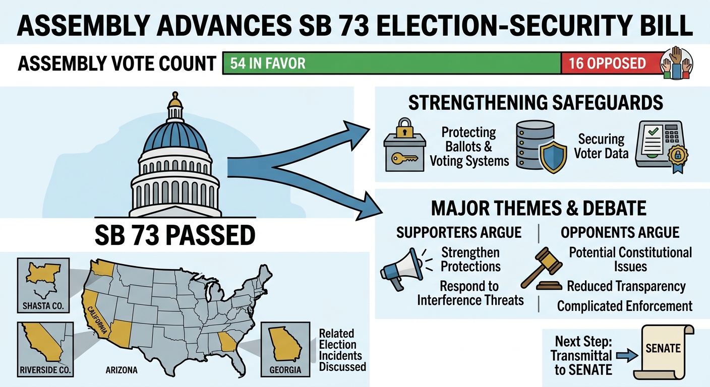 Assembly advances SB 73 election-security bill after heated floor debate
